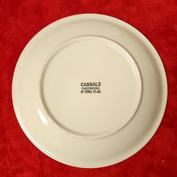 ☆Vintage, Set of 2. Casuals by China Pearl. Apple Pattern with Green Rim. 10.25☆ - Picture 3 of 7